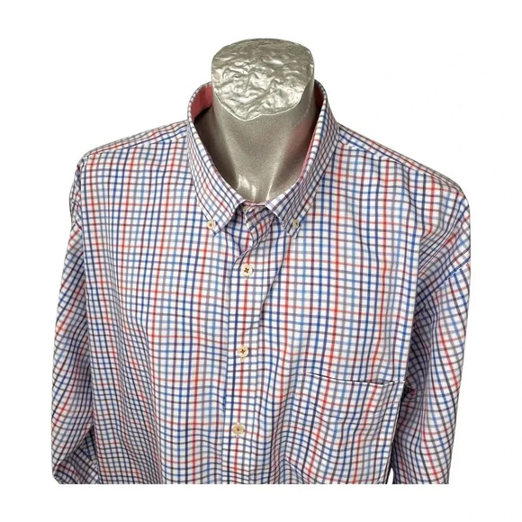 Daniel Hechter Business Casual Check Men Shirt Sz 3XLT LS White Red Blue… - Picture 6 of 8